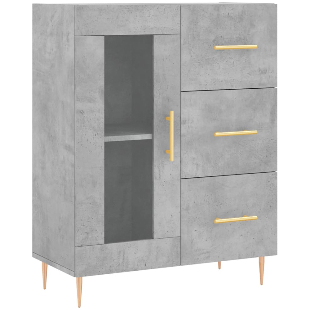 vidaXL Single Glass Door 3 Drawer 3 Shelf Concrete Grey Highboard Image 7