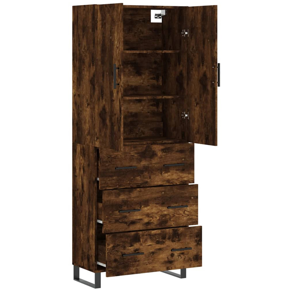 vidaXL 2 Door 3 Drawer Smoked Oak Highboard Image 4