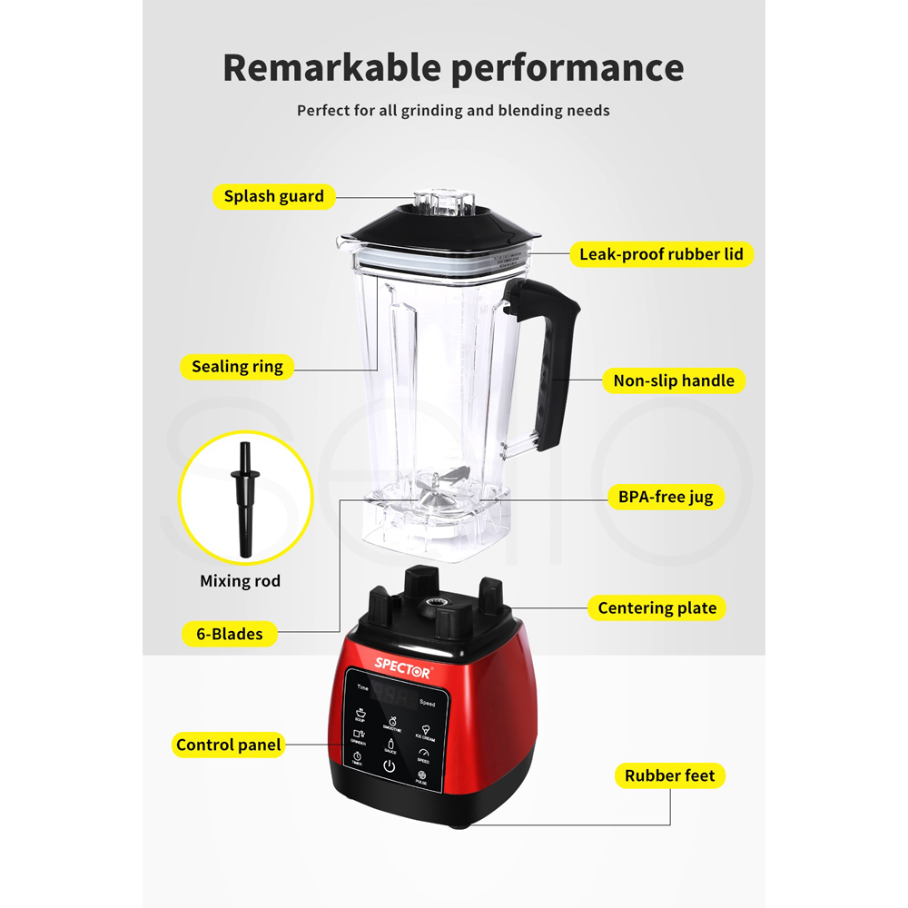 Spector AP0029-RD Commercial Blender Mixer Food Processor 1600W Image 6