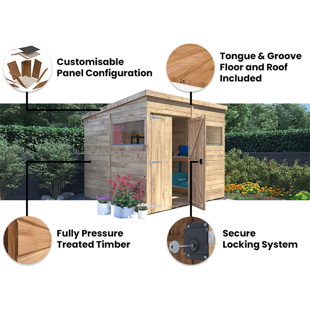 Dunster House Overlord 8 x 8ft Modular Brown Superfelt Pent Bike Shed Image 4