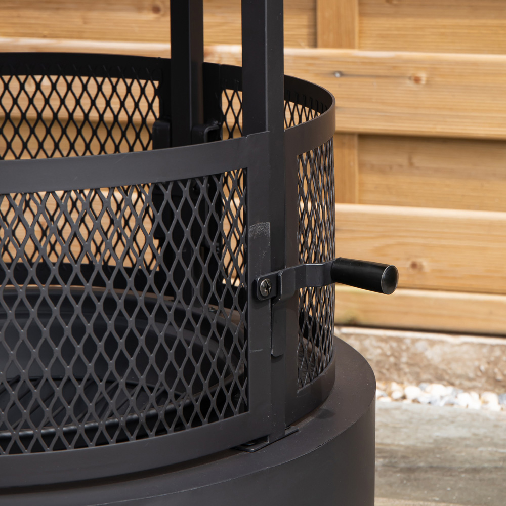 Samuel Alexander Black Steel Firedancer Chiminea Fire Pit with Fire Poker 80cm Image 7