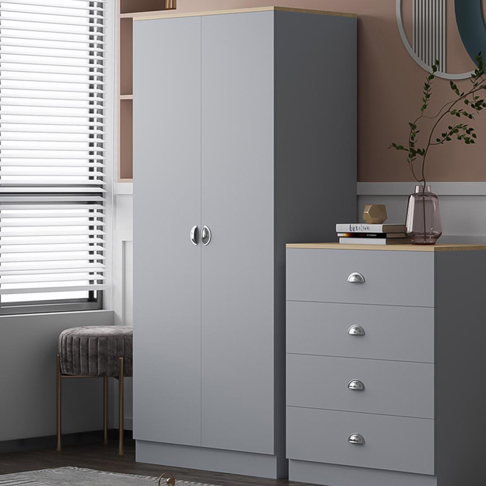FWStyle Esher 2 Door Grey Oak Wardrobe Image 1