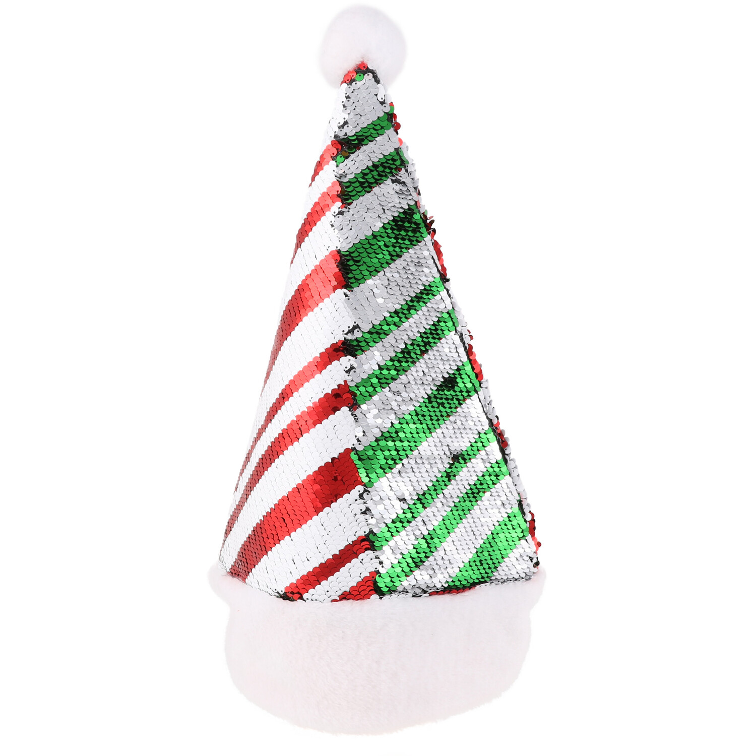 Reversible Sequin Stripe Santa Hat Image 2