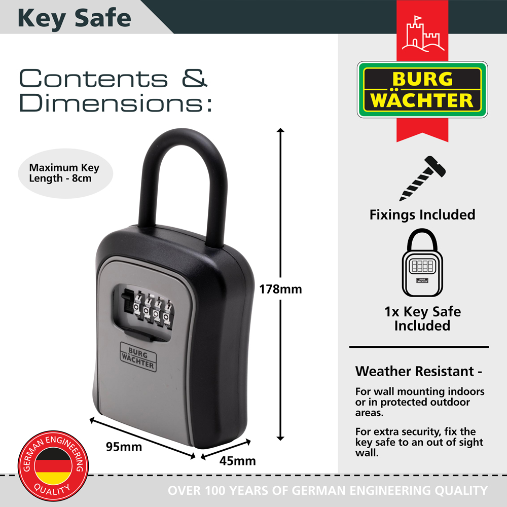 Burg-Wachter Key Safe 50 with Removable Shackle Image 4