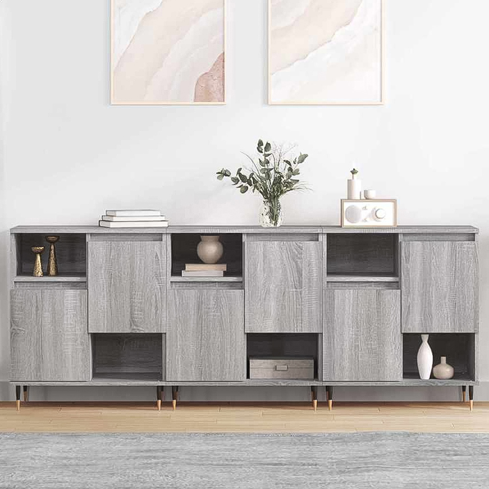 vidaXL 6 Door 6 Shelf Grey Sonoma Sideboard 3 Pack Image 1