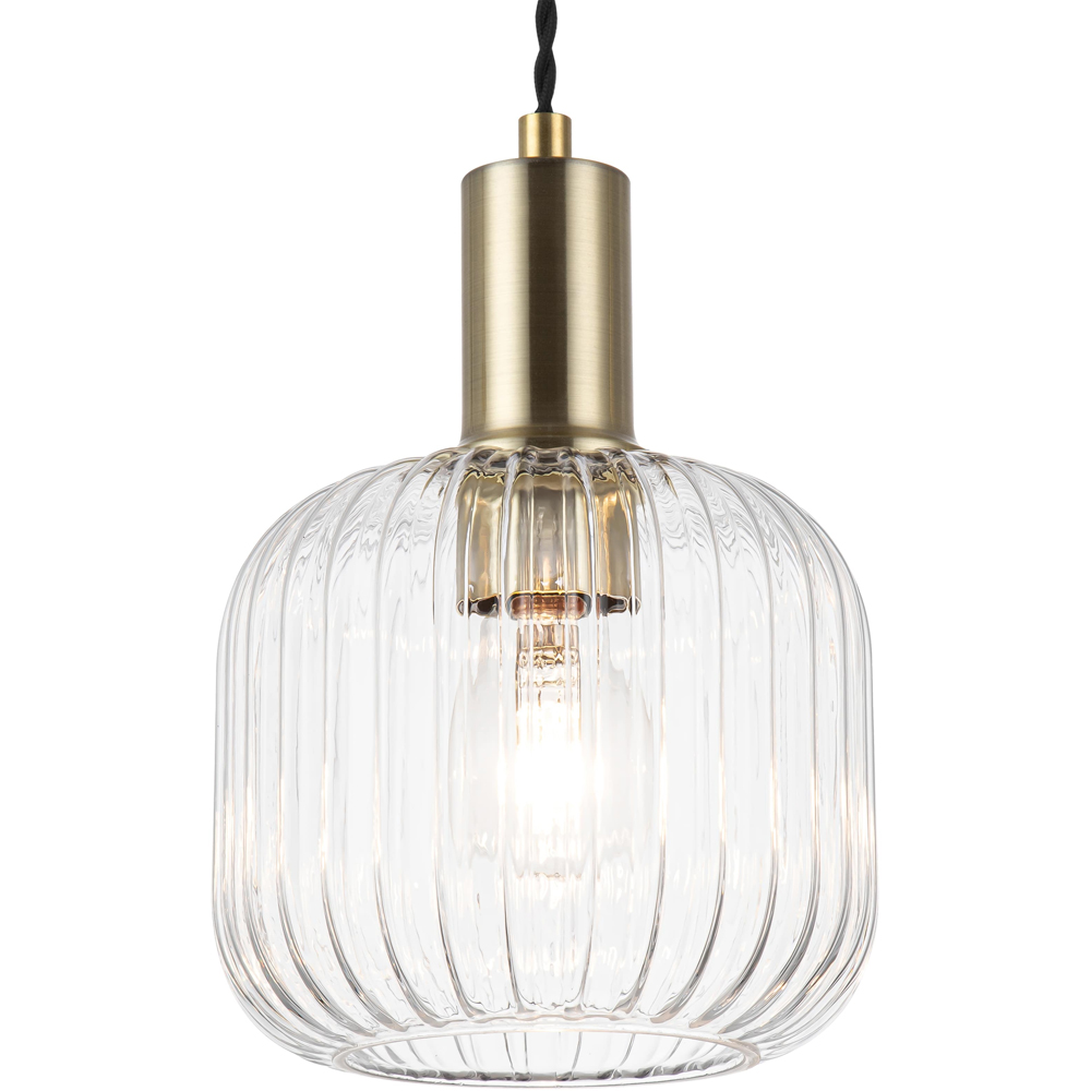 Cosylyte Clayton Brushed Brass Ribbed Glass 3 Light Bar Pendant Light Image 5