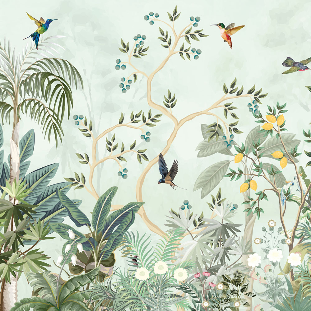 Origin Murals Lemon Tree Forest Green Wall Mural Image 2