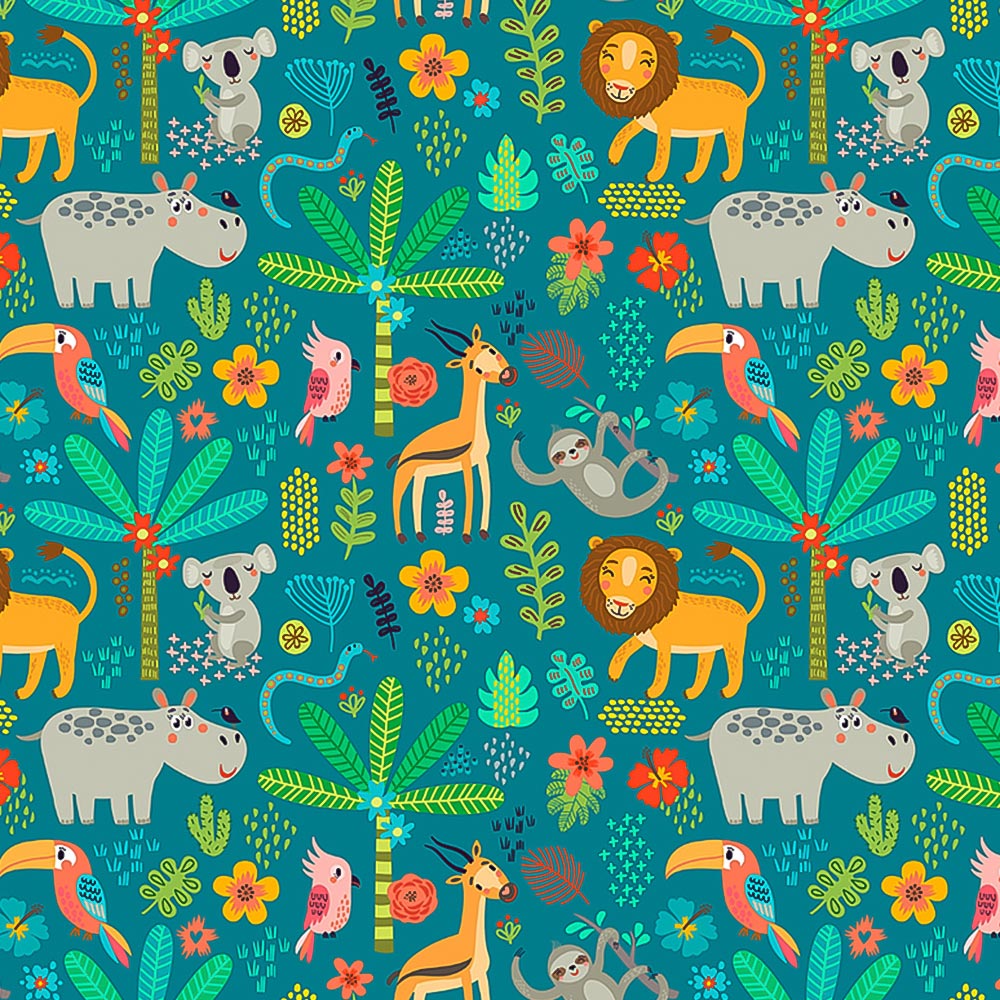 Origin Murals Tropical Animals Green Wall Mural Image 2