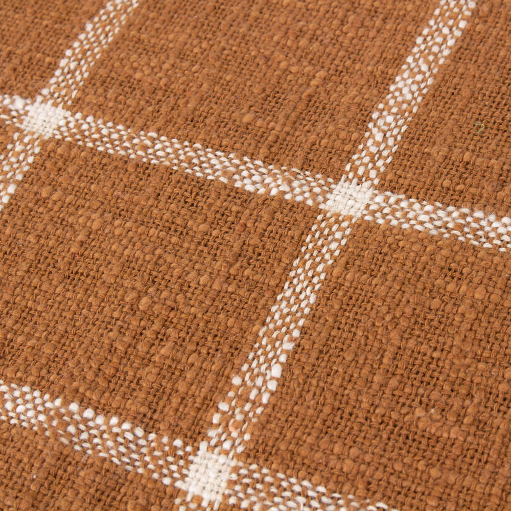 Yard Beni Ginger and Natural Checked Fringed Throw 130 x 180cm Image 3