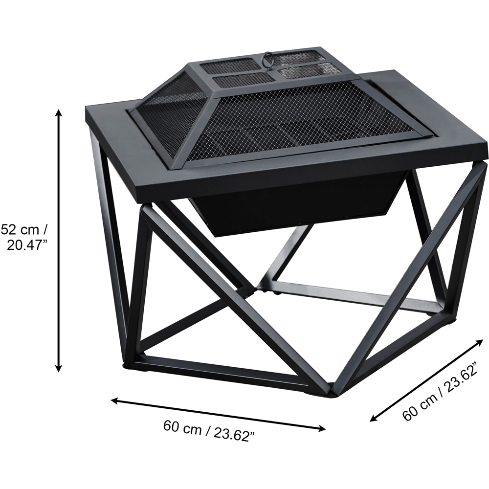 Teamson Home Black Wood Burning Fire Pit with Decorative Geometric Base Image 7