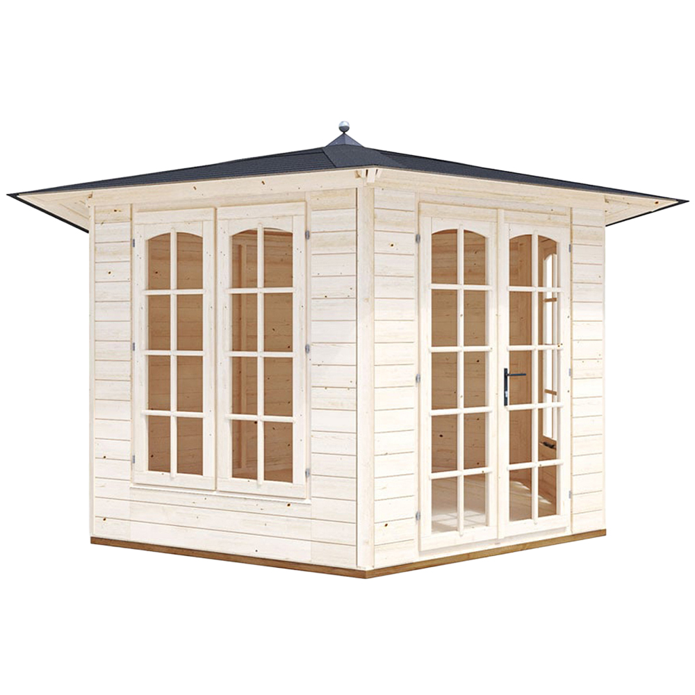 Dunster House Vantage 350 11 x 10ft Brown Wooden Hexagonal Summerhouse Image 1