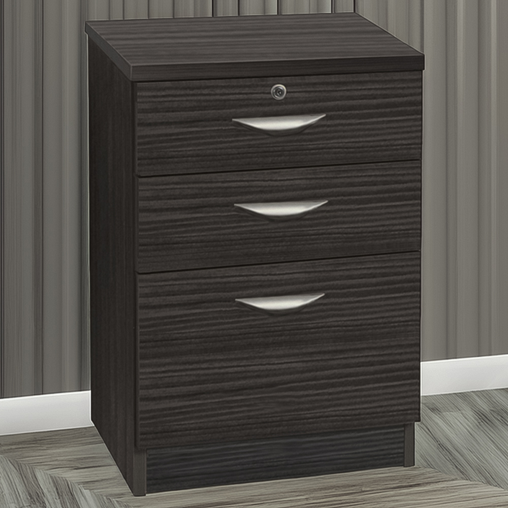 R White Cabinets 3 Drawer Black Storage Unit Image 1