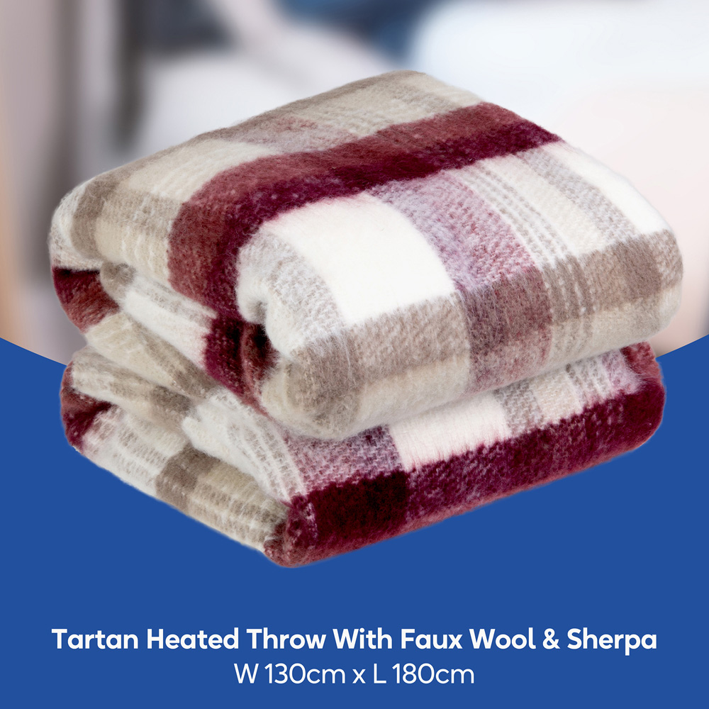 Russell Hobbs Tartan Faux Wool and Sherpa Heated Throw with Controller 130 x 180cm Image 8