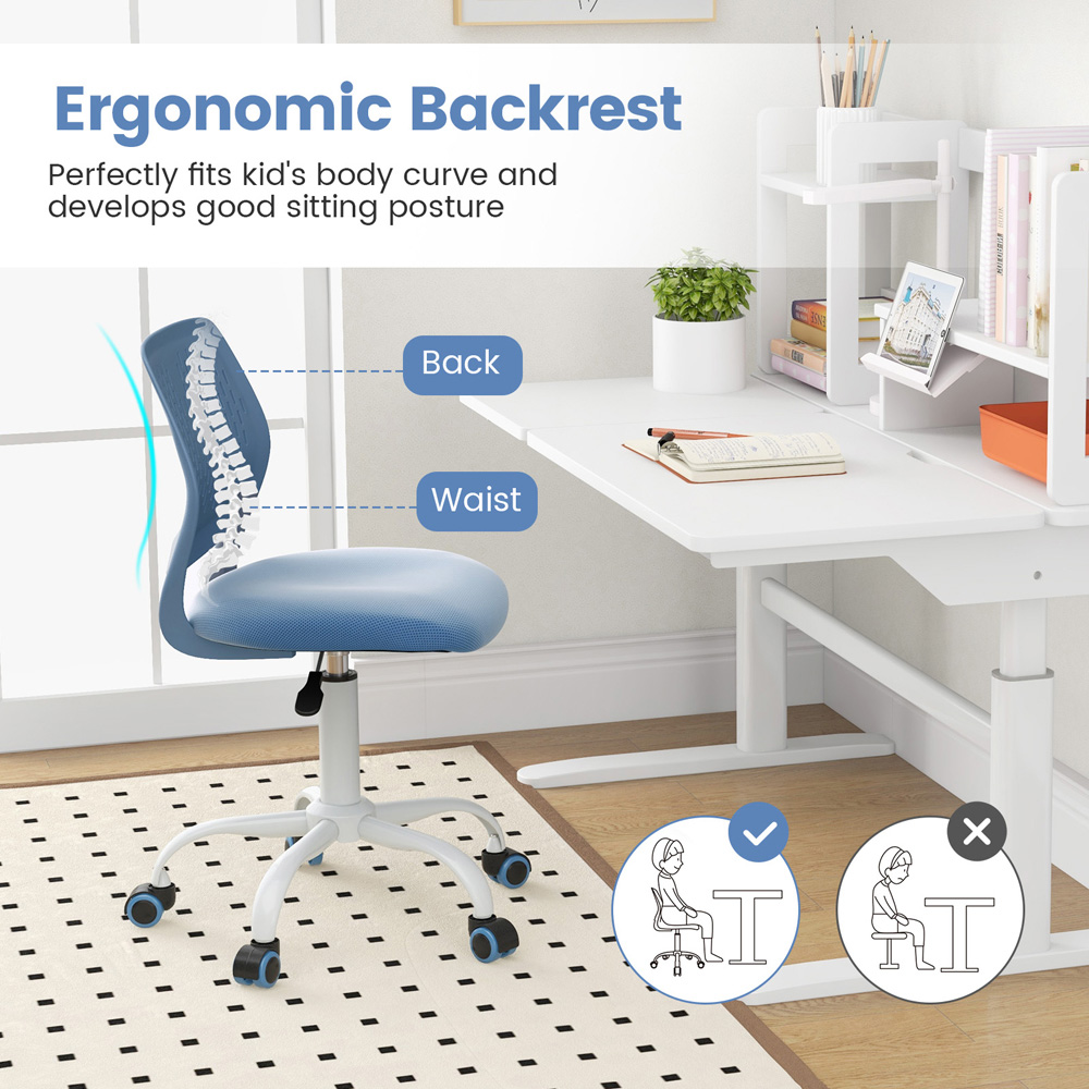 Costway Blue Ergonomic Children Study Chair Image 5