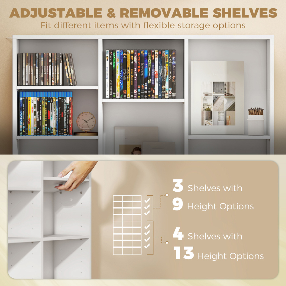 HOMCOM 27 Shelf White DVD Storage Unit Image 6