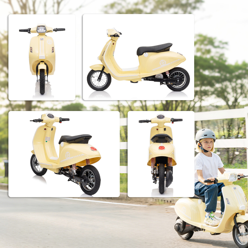 Tommy Toys Beige Battery Powered Ride On Motorcycle with Manual Throttle 24V Image 4