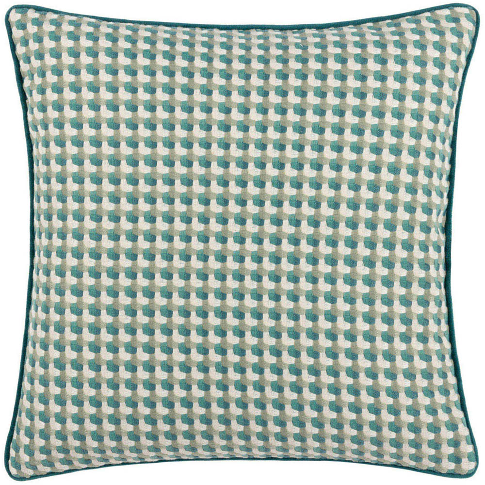 furn. Marttel Teal Geometric Jacquard Cushion Image 1