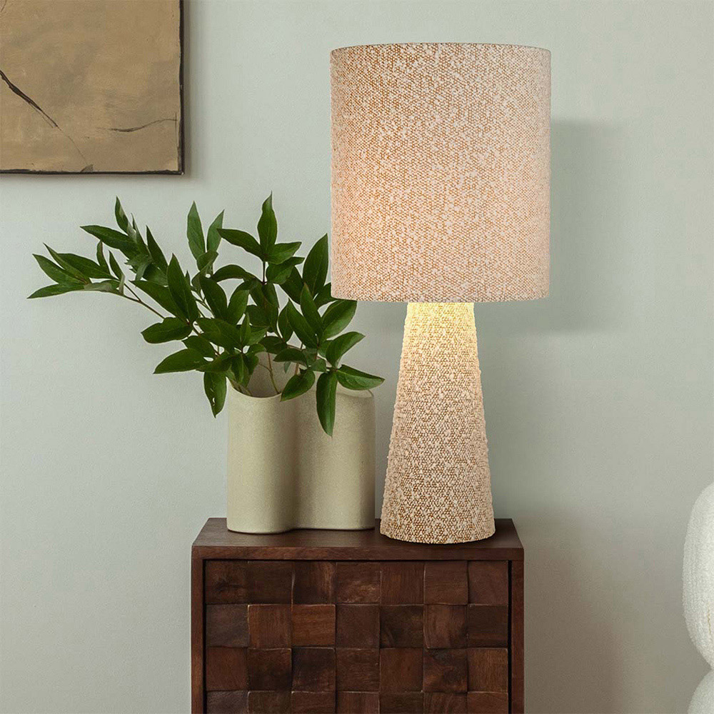 Lighting Collection Boucle White Table Lamp Image 2