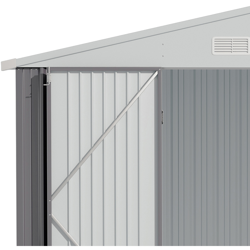 Living and Home 10 x 8ft Grey and White Metal Apex Garden Storage Shed Image 6