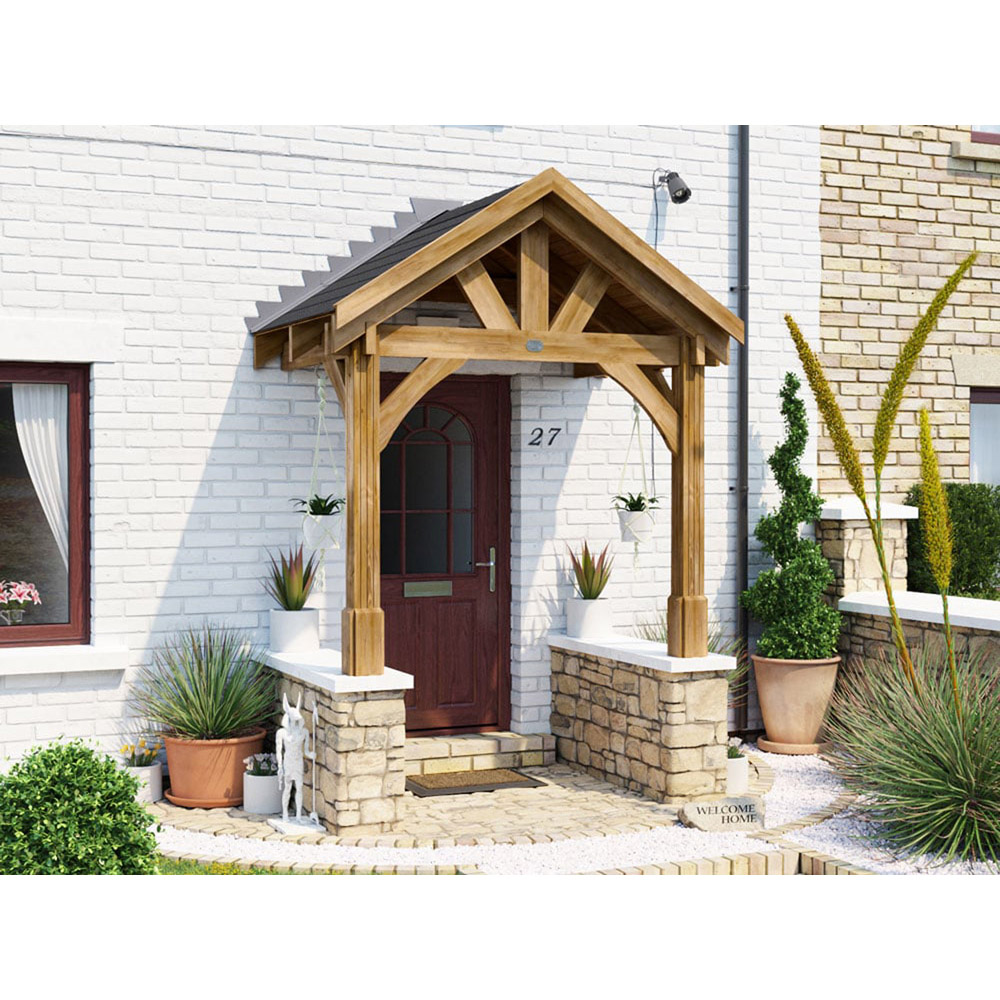 Dunster House Thunderdam 2 x 1.5m Brown Half-Height Porch Canopy with Black Shingle and 2 Posts Image 3