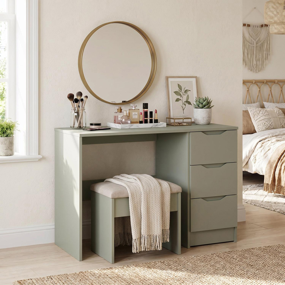 FWStyle Luno 3 Drawer Green Vanity Dressing Table Image 2