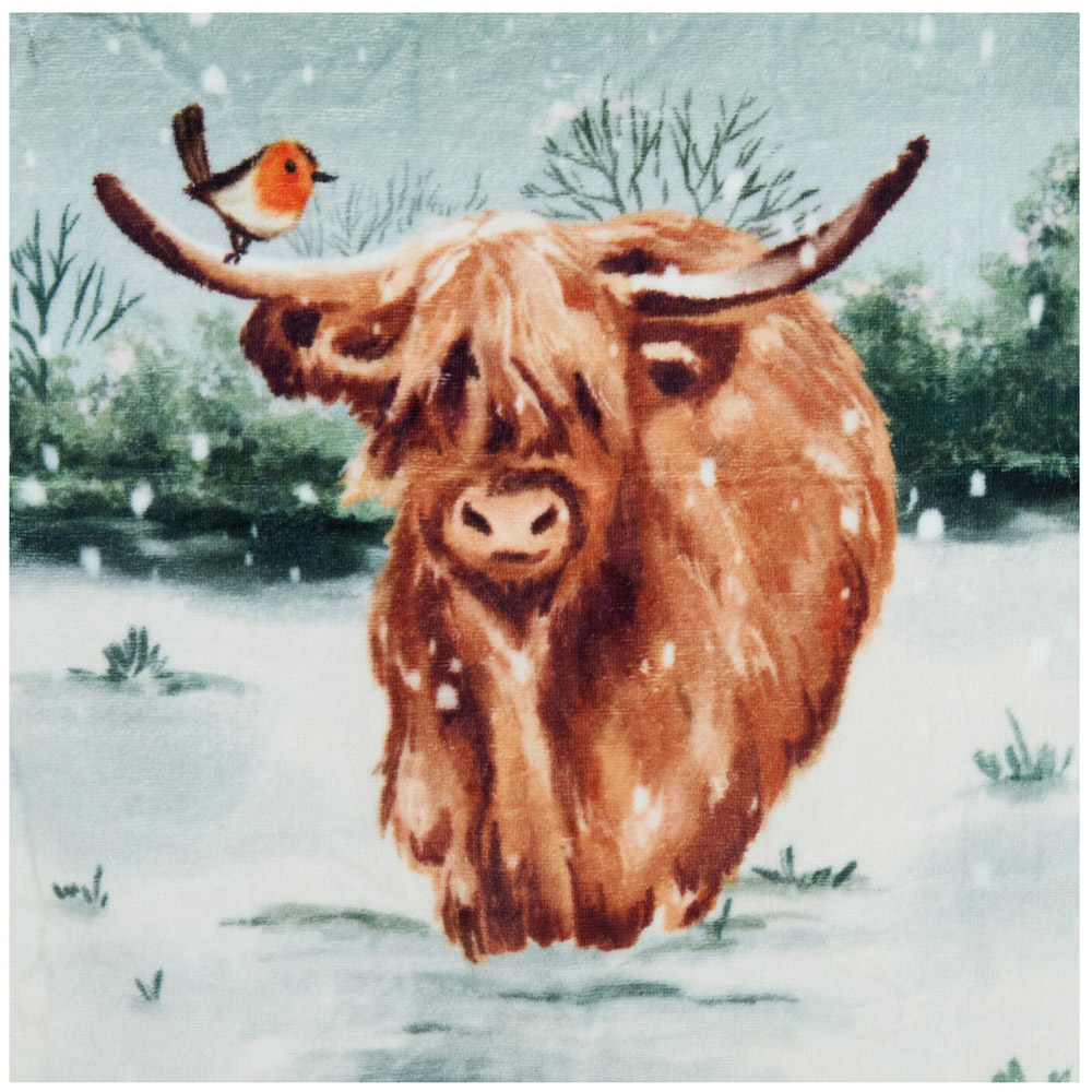 Highland Cow Winter Forest Hand Towel Image 5