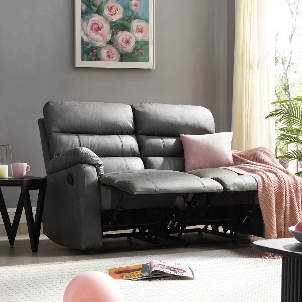 Home Detail Maxwell 2 Seater Grey Air Leather Manual Recliner Sofa Image 7