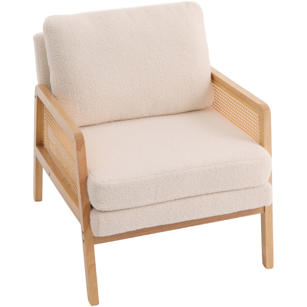 Living and Home Teddy Fleece Cushion Modern Rattan Armchair Image 2
