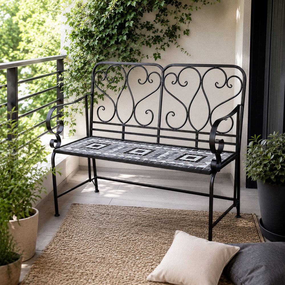 Shatchi Medina Mosaic 2 Seater Garden Bench Image 3