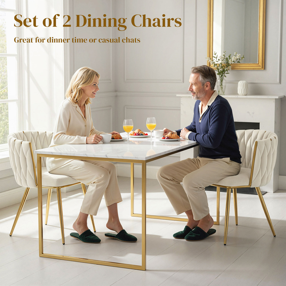 Portland Set of 2 Cream Upholstered Dining Chair  Image 4