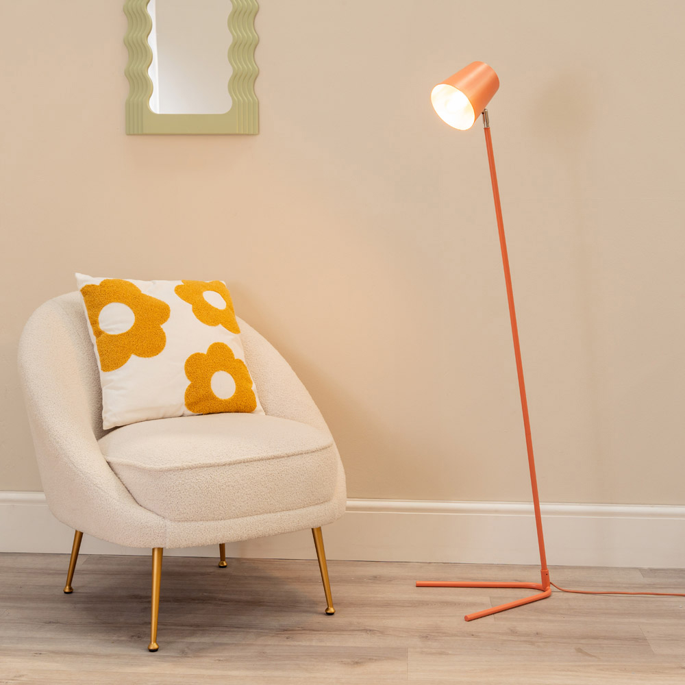 ValueLights Lark Coral Peach Metal Slimline LED Floor Lamp Image 2