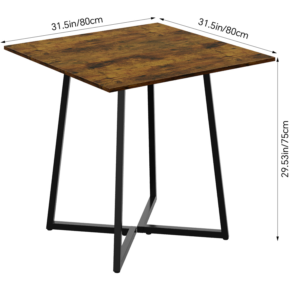 Living and Home 4 Seater Retro Wood Industrial Style Square Dining Table Image 9