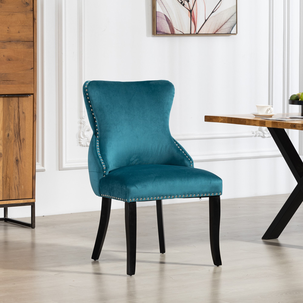 Artemis Home Palata Set of 2 Teal Velvet Fabric Dining Chair Image 6