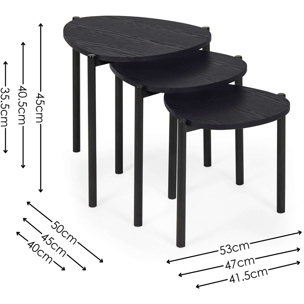 Julian Bowen Lorette Black Ash Effect Teardrop Nest of Tables Set of 3 Image 9