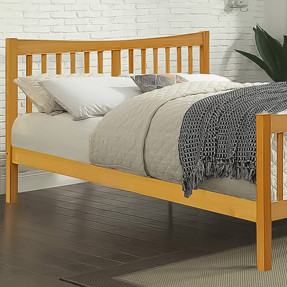 Brooklyn Double Caramel Solid Wooden Country Bed Frame Image 2