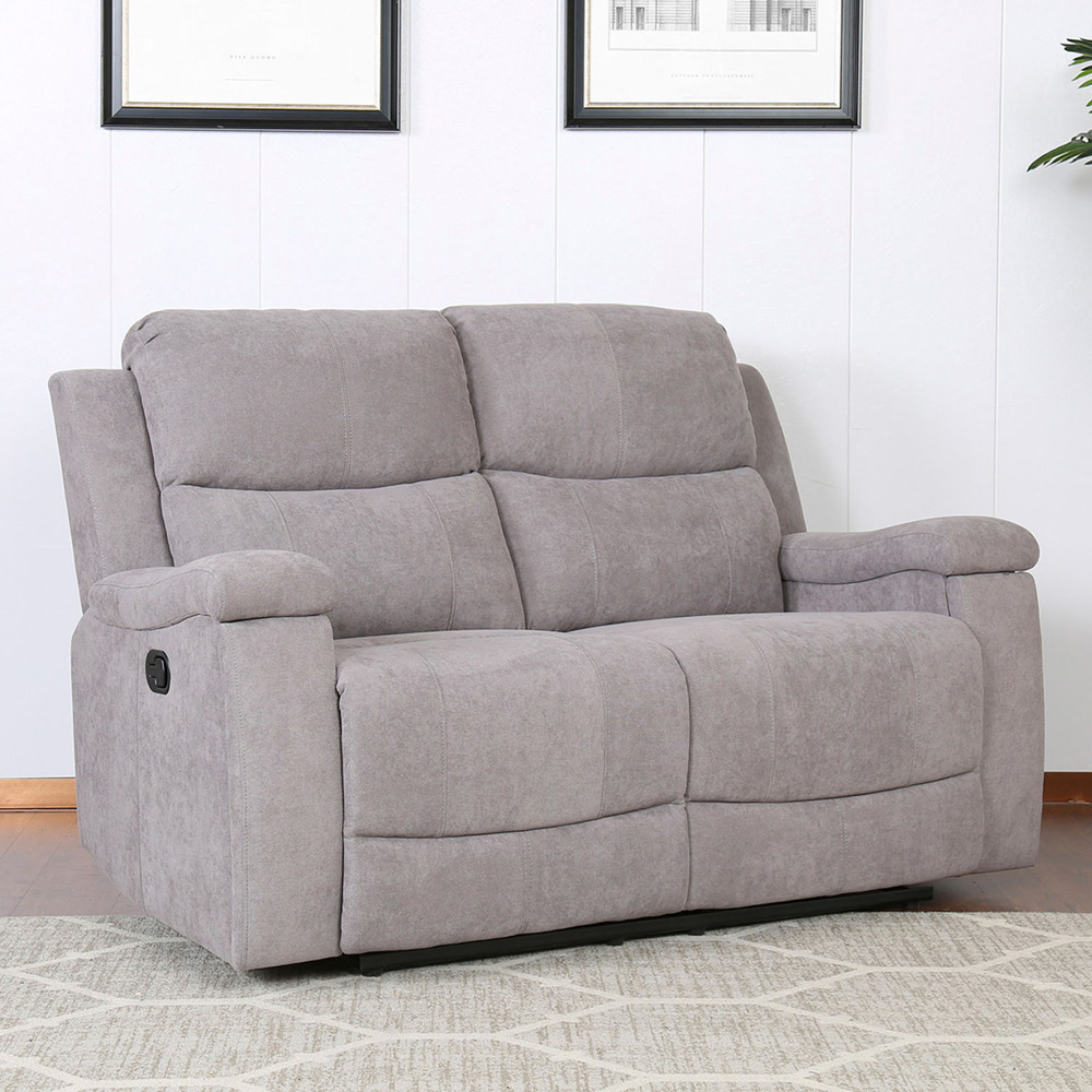 Ledbury 2 Seater Grey Fabric Manual Recliner Sofa Image 1