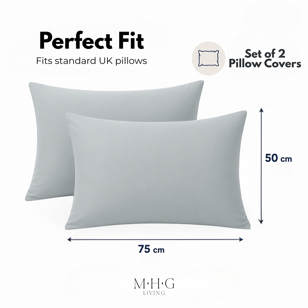MHG Living Soft Grey Microfibre Envelope Closure Pillowcase 50 x 75cm 2 Pack Image 8