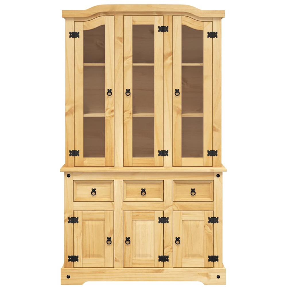 vidaXL Corona 6 Door 3 Drawer Brown Solid Pine Wood Highboard Image 3