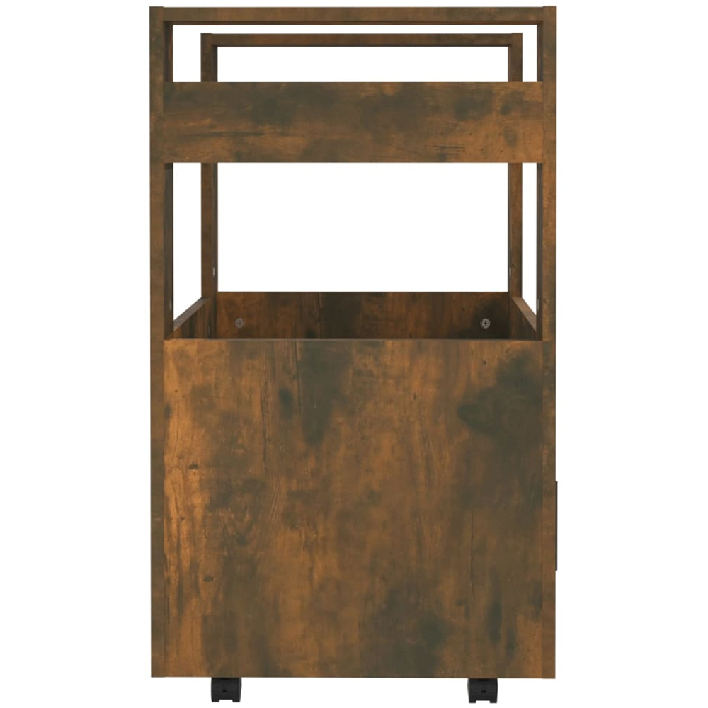 vidaXL Single Door 2 Shelf Smoked Oak Kitchen Trolley Image 6