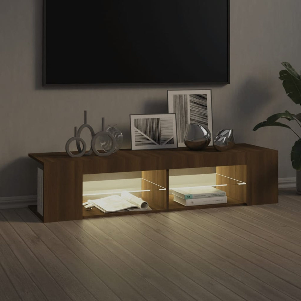 vidaXL 4 Shelf Brown Oak LED TV Cabinet Image 7
