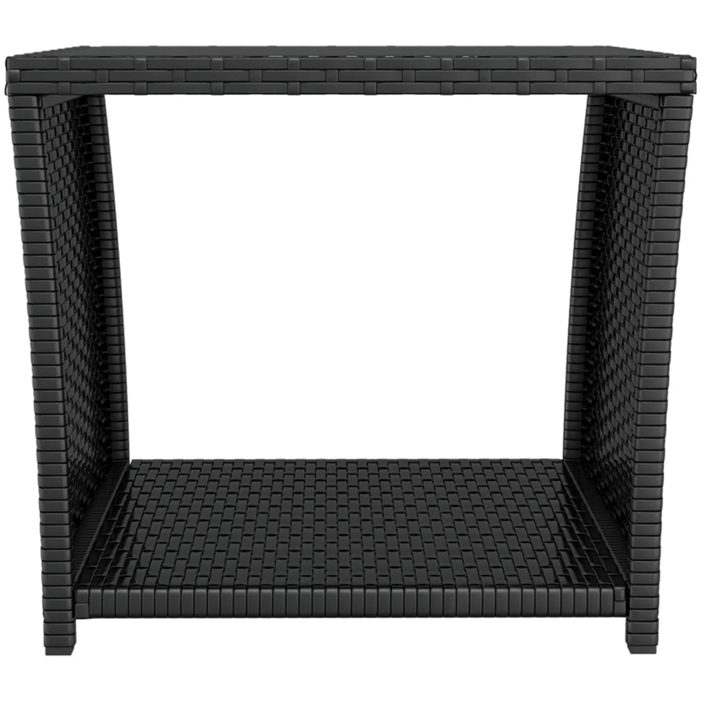vidaXL Black Polyrattan and Tempered Glass Tea Table Image 2