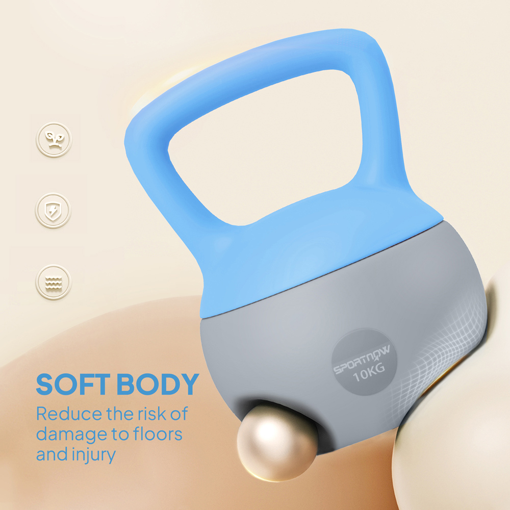 SPORTNOW Light Blue and Grey Kettlebell with Soft Body and Non-Slip Handle 10kg Image 7