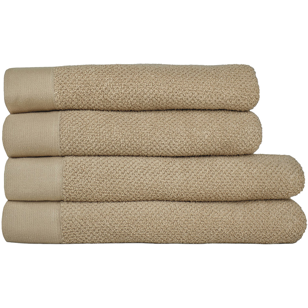 furn. Textured Cotton Warm Cream Bath Towels and Sheets Set of 4 Image 1