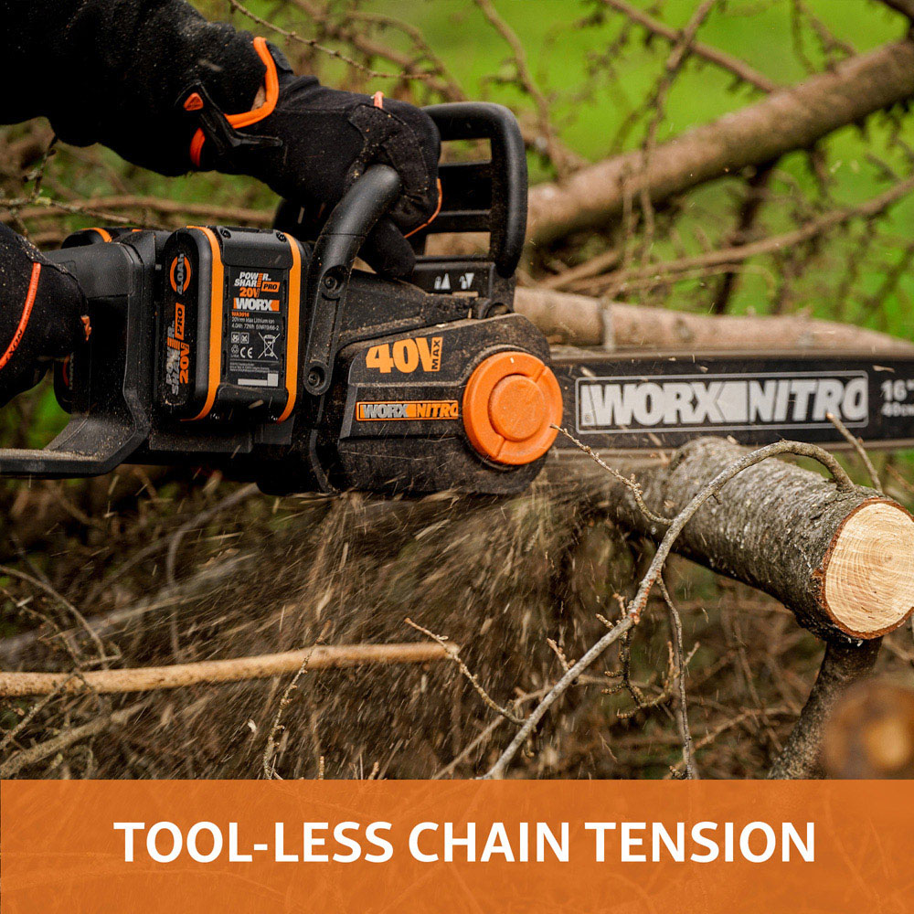 Worx Nitro WG385E.9 40V 40cm Cordless Brushless Chainsaw Image 4