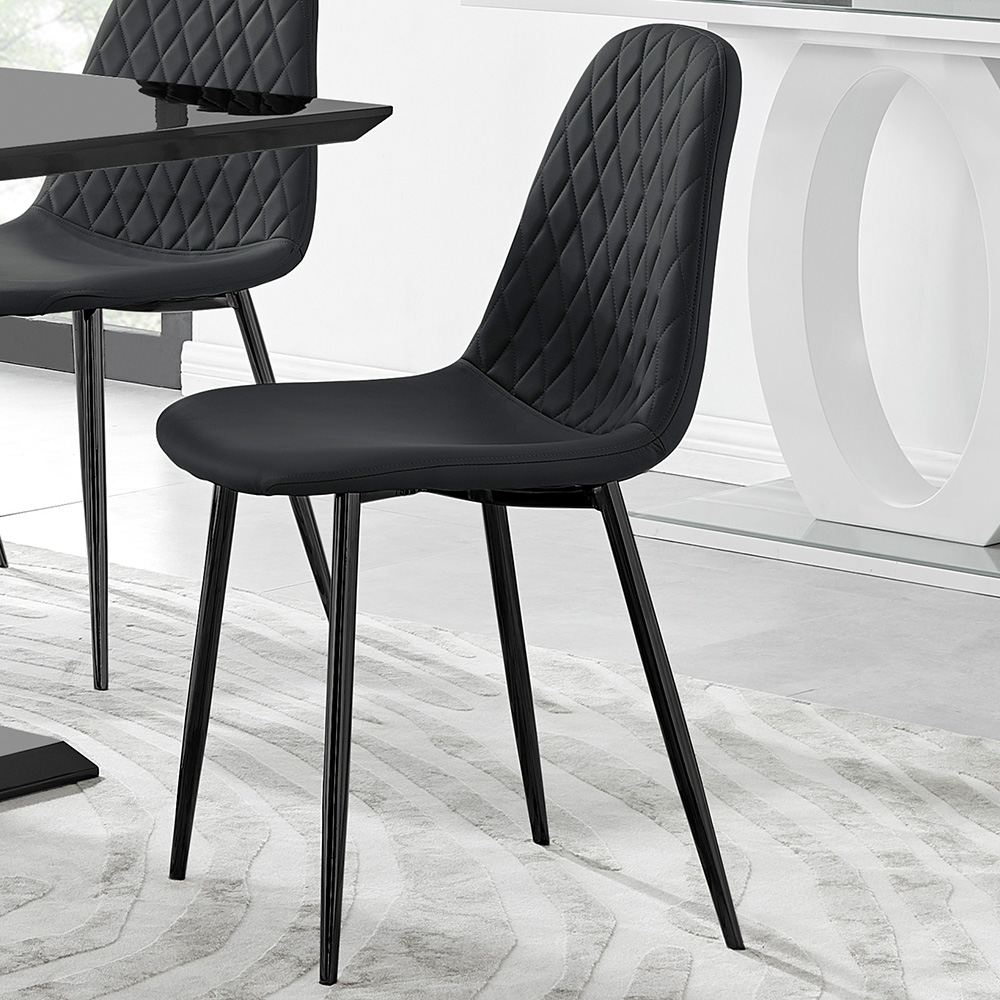 Furniturebox Molini Solara 6 Seater Dining Set Black Gloss Image 3