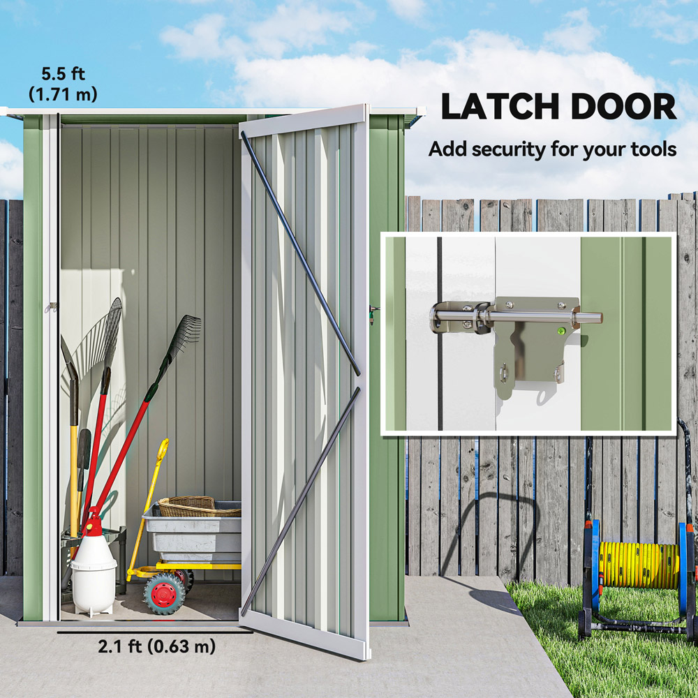 Outsunny 4.6 x 3ft Light Green Metal Pent Garden Shed Image 6
