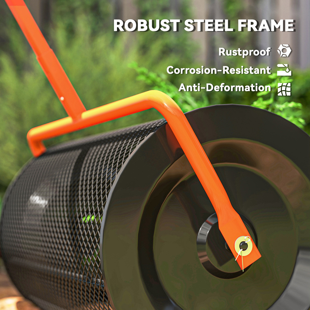 Outsunny Orange and Black Compost Spreader with Adjustable Handle 300L Image 7