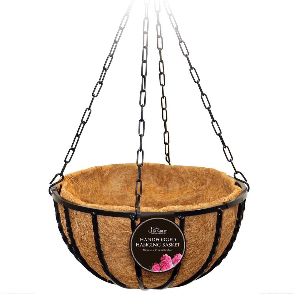 Samuel Alexander Black Heavy Duty Steel Twisted Bar Hanging Basket 40cm Image 1