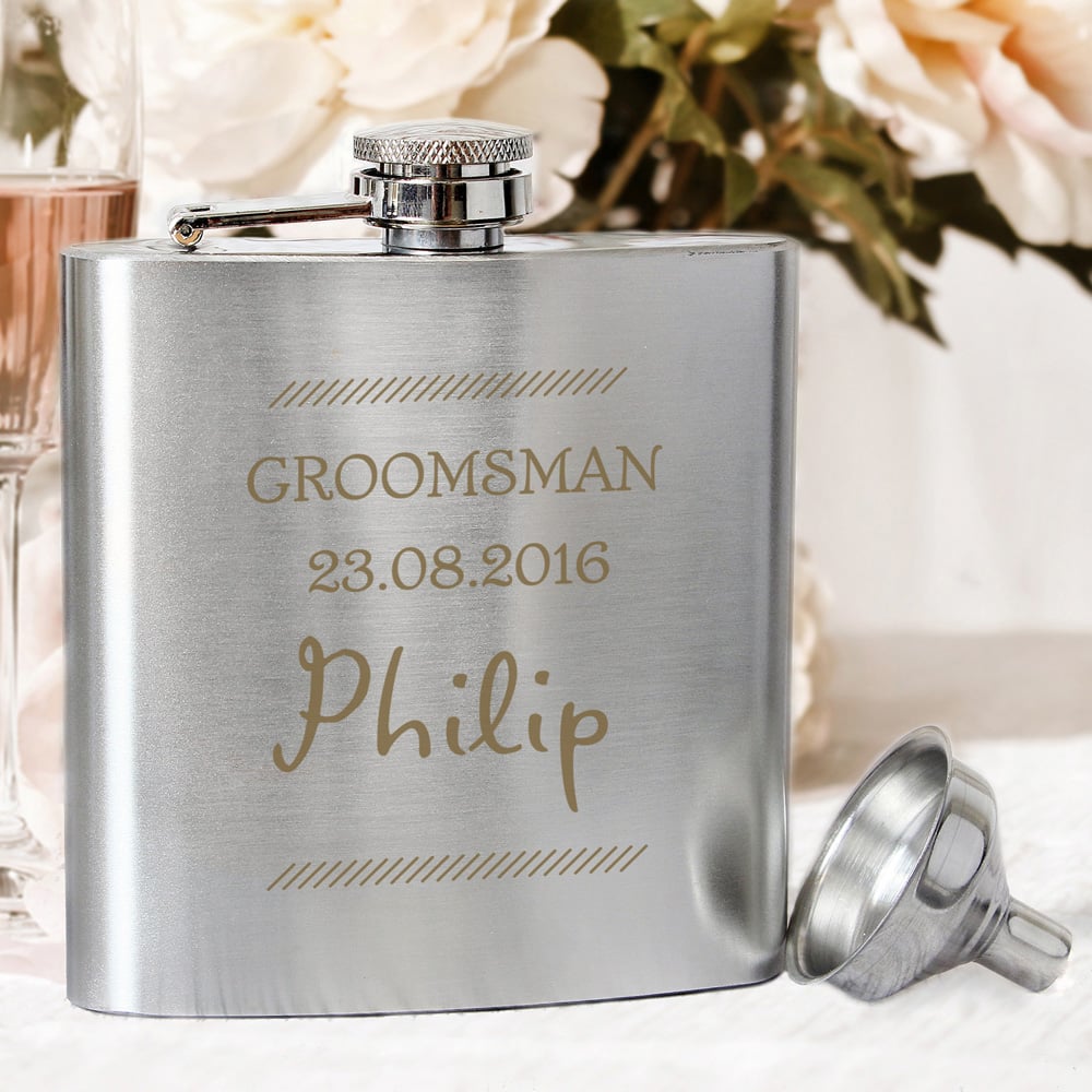 Personalised Memento Personalised Classic Stainless Steel Hip Flask Image 2