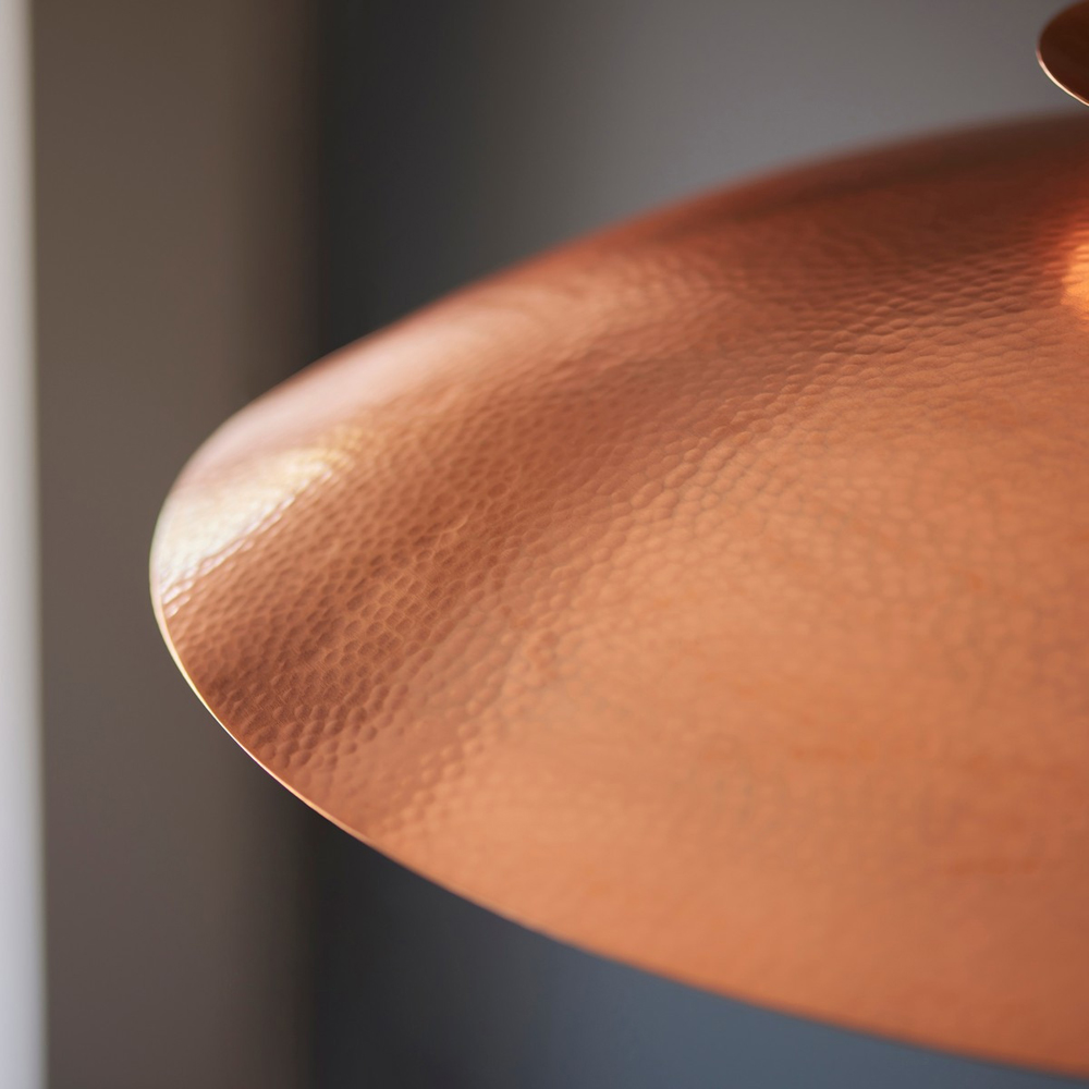 Merano Livorno Hammered Copper Plate Dome Pendant Ceiling Light Image 5
